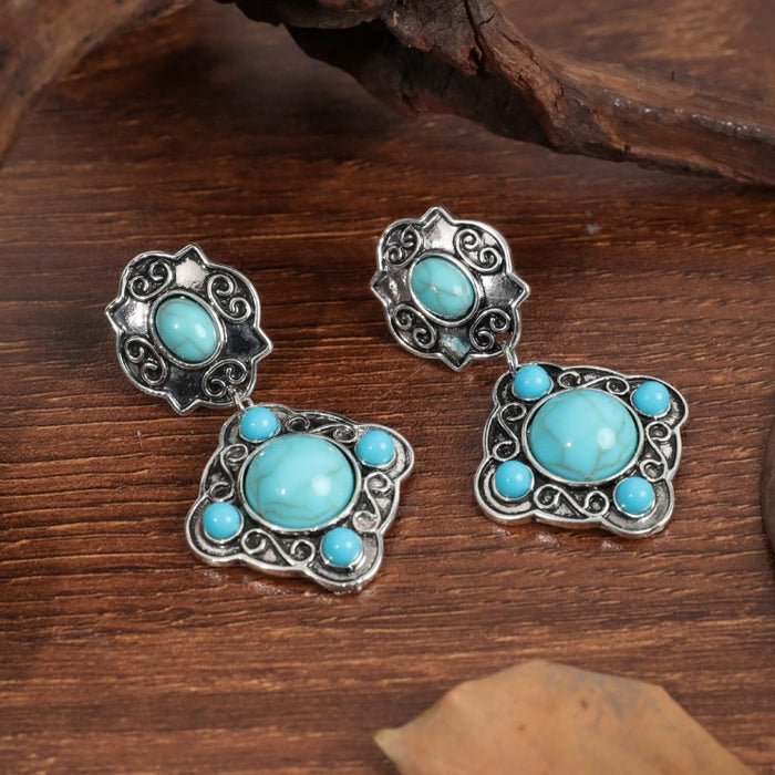 Wholesale Ethnic Style Turquoise Earrings JDC-ES-JunJie004