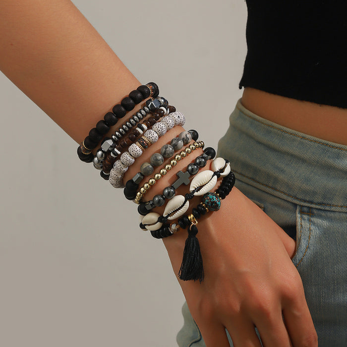 Wholesale Resin Retro Color-Contrast Beaded Bracelet Handmade Woven Stackable Jewelry Accessory MOQ≥2