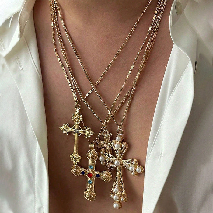 Wholesale Geometric cross necklace set