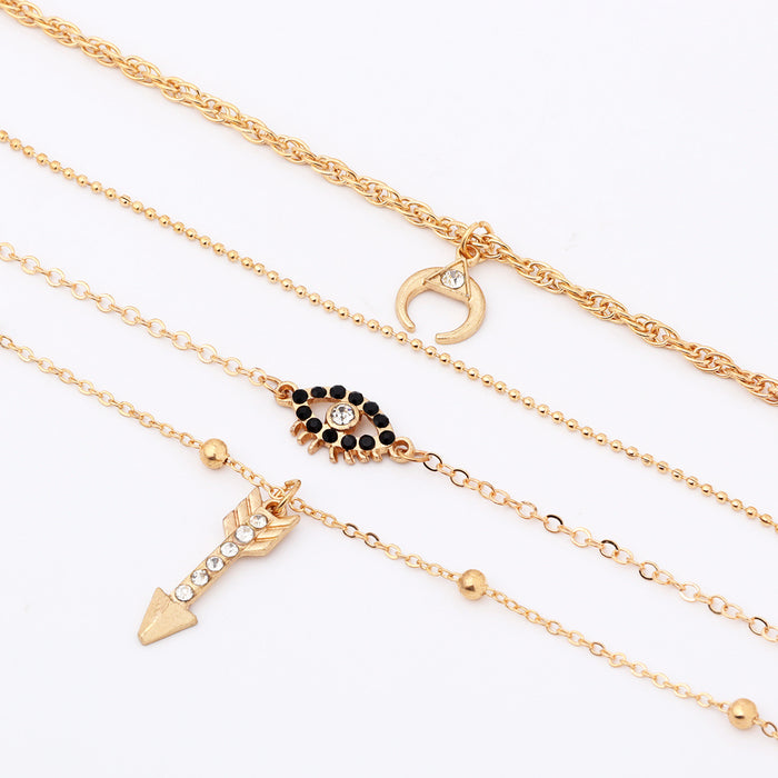 Wholesale Alloy Long Arrow Moon Demon Eye Necklace JDC-NE-MuShi001