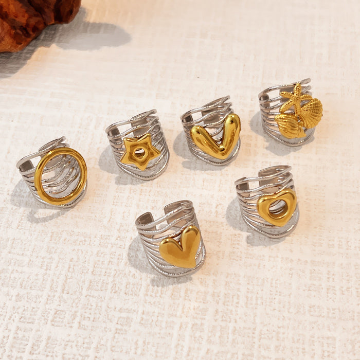 Wholesale stainless steel wide color-blocking Adjustable rings