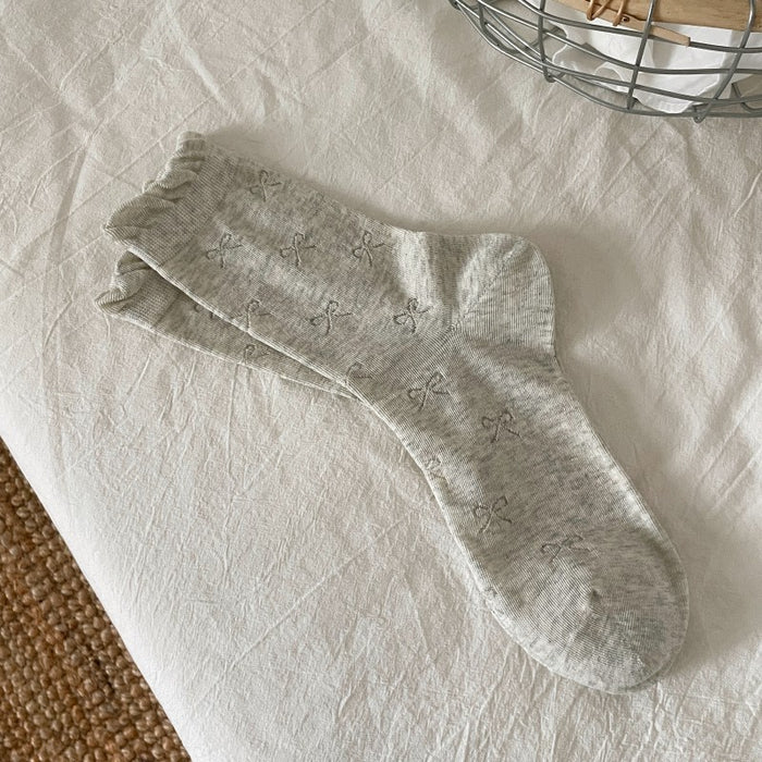 Wholesale Socks, children's thin bow, mid tube socks, versatile lace pile socks, cotton socks