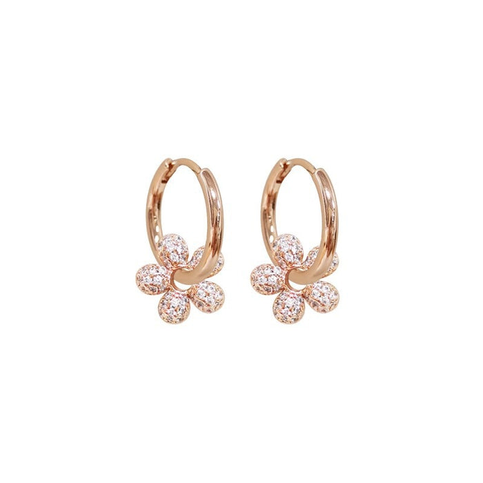 Wholesale Flower zircon earrings, light luxury, high-end, niche, ear buckle, ear ring, versatile