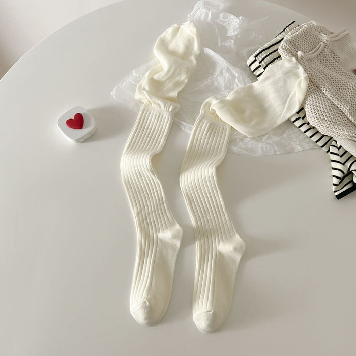 Wholesale Solid color knee high socks with patchwork stacking, women's versatile high socks paired with boots