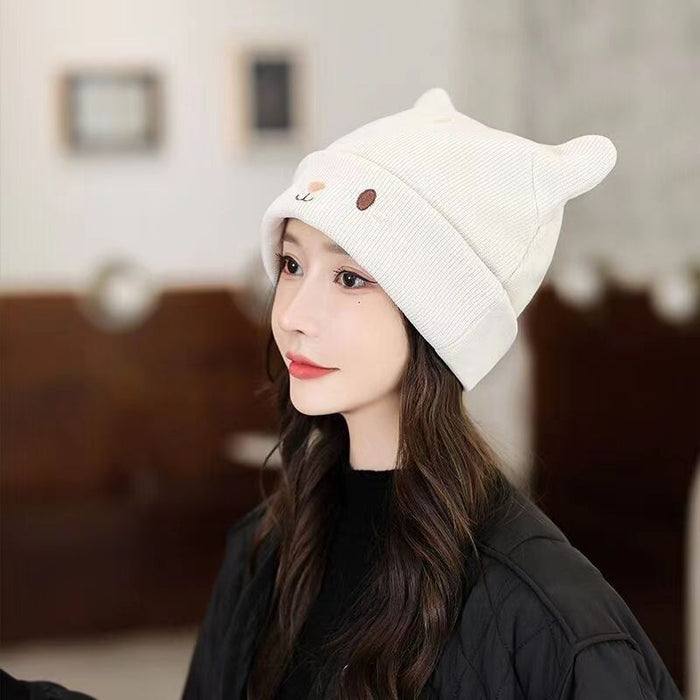 Wholesale Confinement cap postpartum pregnant women autumn and winter hat female knitted toe cap wool hat face-looking cute cold hat winter