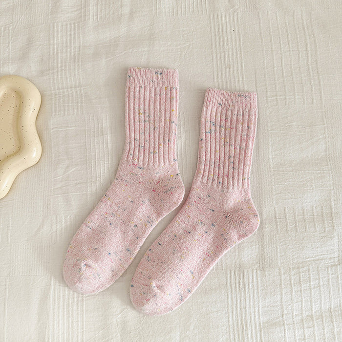 Wholesale Winter Thick Warm Wool Socks with Colorful Ideas, Versatile Mid Barrel Stacking Socks