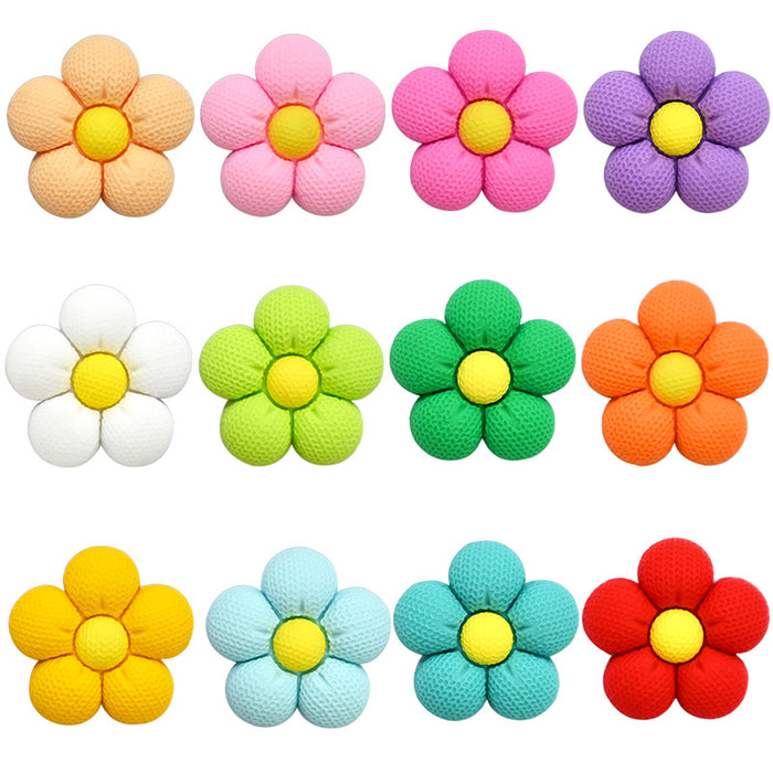 Wholesale Cartoon five petal flower 3D three-dimensional DIY hole shoe buckle PVC soft rubber detachable decorative accessory