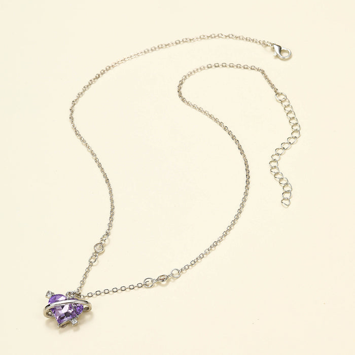 Wholesale Love Planet Sweet Pink Diamond Heart Pendant