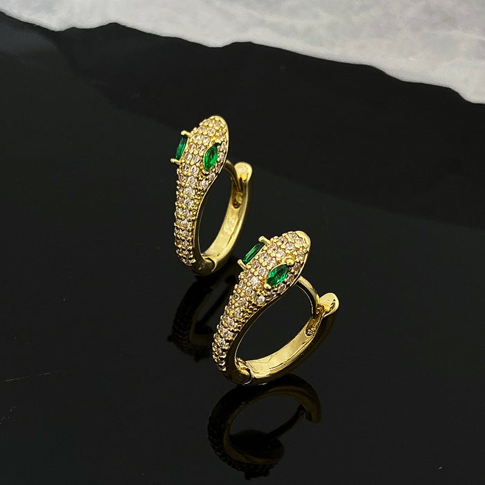 Wholesale Micro inlaid zircon snake-shaped earrings men's stainless steel anti-allergic high-grade accessories women's all-match personalized jewelry