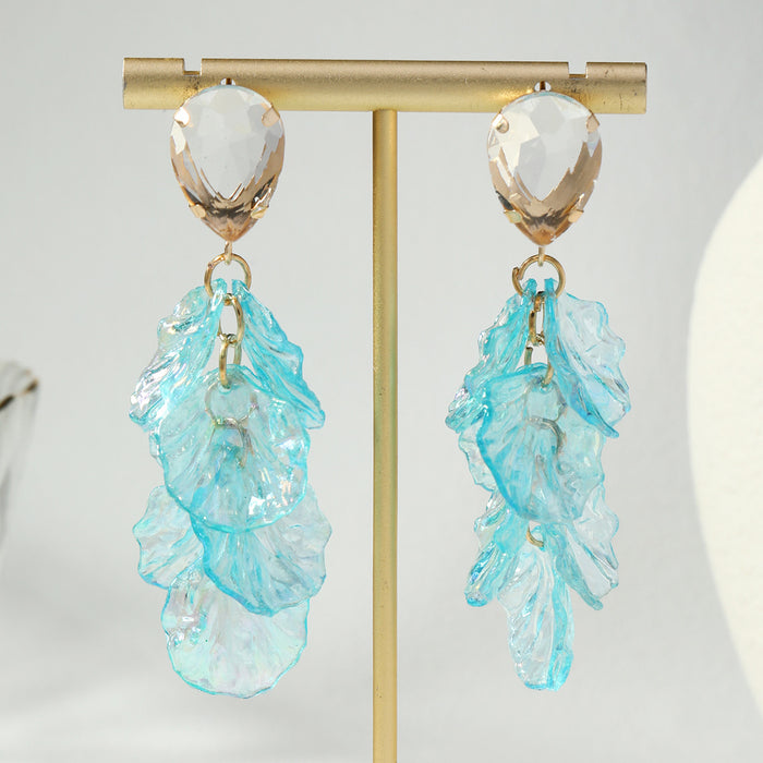 Wholesale Temperament petal pendant long earrings vacation style earrings earrings earrings