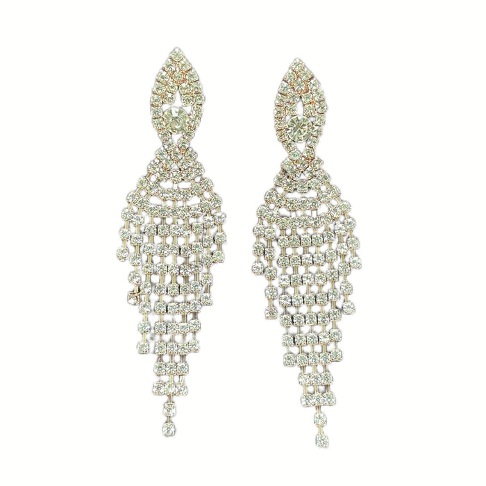 Wholesale Elegant jewelry with diamond studded tassel earrings, fashionable, luxurious, high-end, versatile earrings
