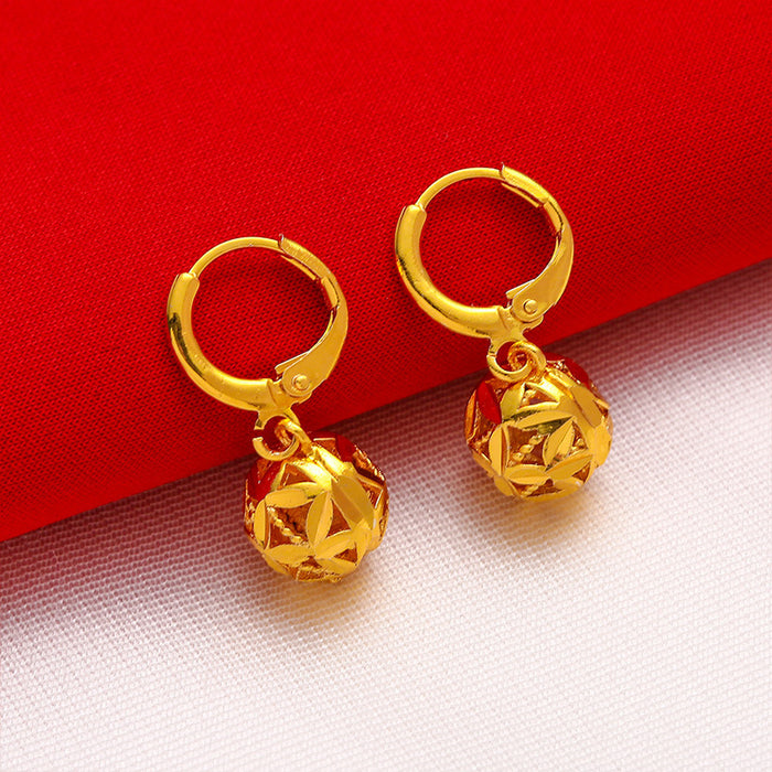 Wholesale  sand gold hollow ball jewelry  car flower ear buckle earrings