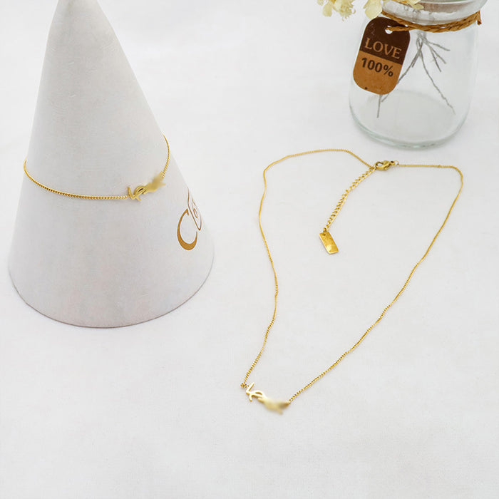 Wholesale Titanium steel gold-plated luxury collarbone chain necklace