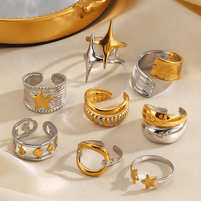 Wholesale Stainless steel Adjustable rings Star shaped Rings for Women