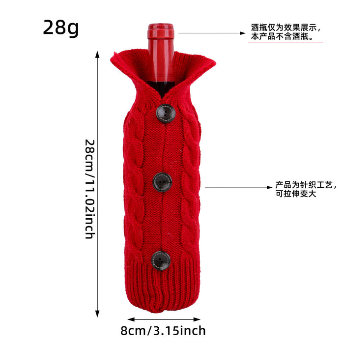 Wholesale Christmas Decorations Family Christmas Wine Bottle Cover Home Decoration Scene Layout Knitted Red Wine Bottle Bag
