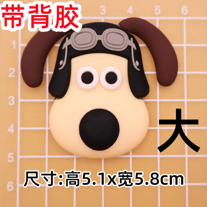 Wholesale 5pcs Cartoon Soft Rubber  Accessories Mobile Phone Shell Patch Hole Shoes Mouthwash Cup Three-dimensional Sticker  Puppy