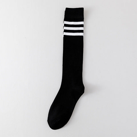 Wholesale College style three bar striped high knee socks