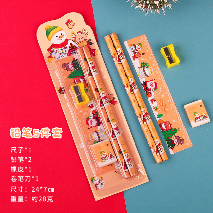 Wholesale Christmas pencil eraser pencil stationery set prizes Christmas gifts