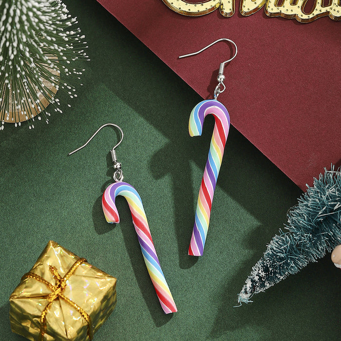 Wholesale Christmas candy cane star earrings