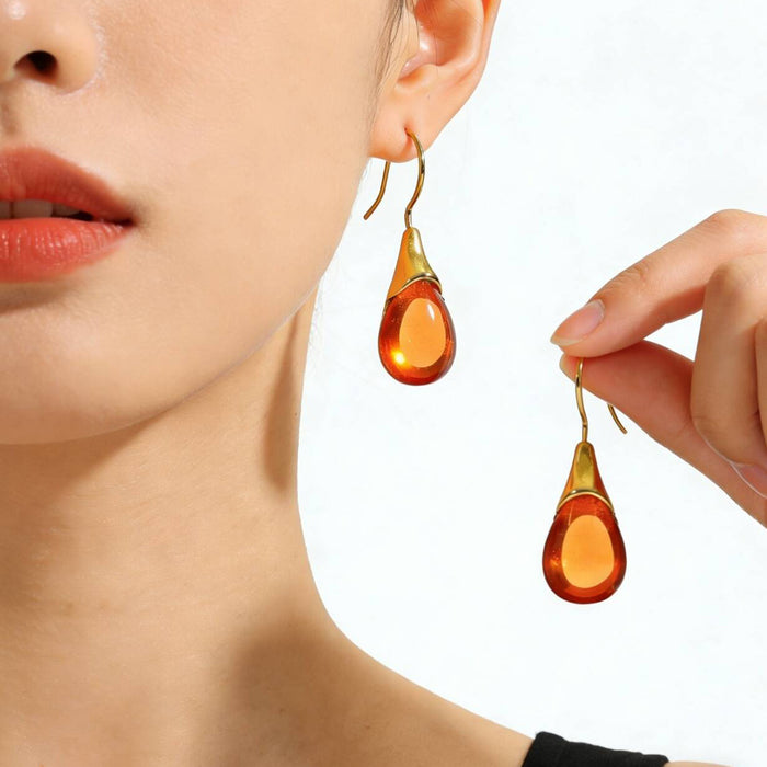 Wholesale Drop-shaped Inlaid Cat's Eye Earrings