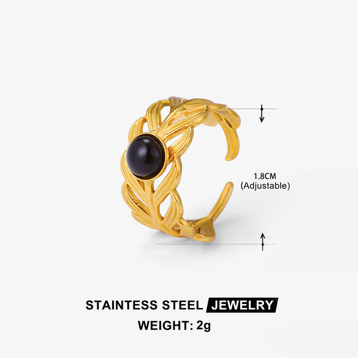 Wholesale Asymmetric geometry retro ring titanium steel light luxury design anti fading stainless steel jewelry