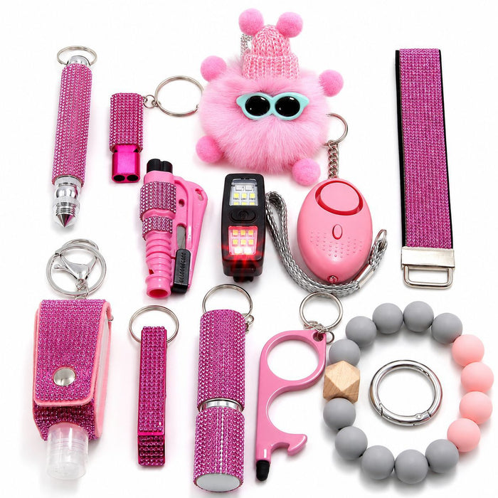Wholesale 13 Piece Women S Night Safety Keychain Set Stainless Steel Commuting Casual Everyday Carry
