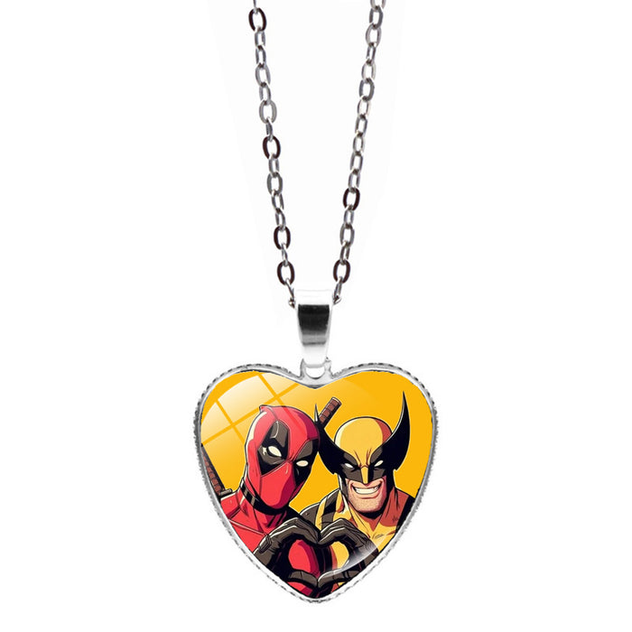 Wholesale Marvel Deadpool Wolverine Love Necklace Jewelry Women Deadpool Wolverine Heart Pendant Sweater Chain JDC-NE-JY003