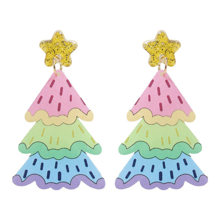 Wholesale  Christmas Tree Holiday Earrings Christmas Star Acrylic Sheet Earrings