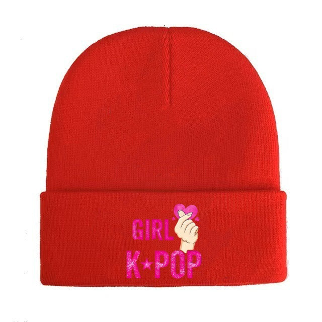 Wholesale Kpop style cartoon knitted hat beanie outdoor warm hat