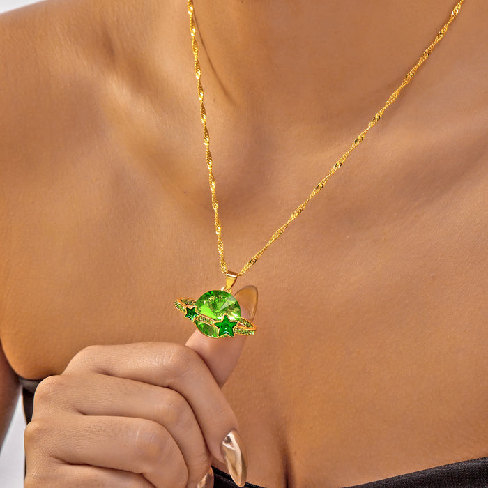 Wholesale Creative colorful planet and star-shaped rhinestone choker necklace for women.