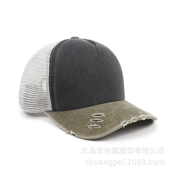 Wholesale Hat light version can be customized with embroidered LOGO for aging, washed cotton hat, breathable mesh hat, outdoor sun protection hat