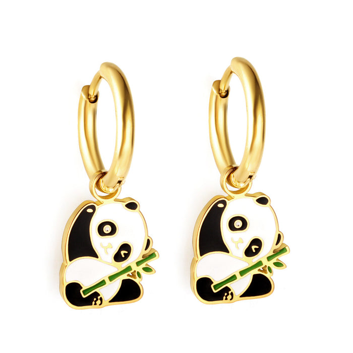 Wholesale Earrings cute animal funny frog panda stainless steel earrings