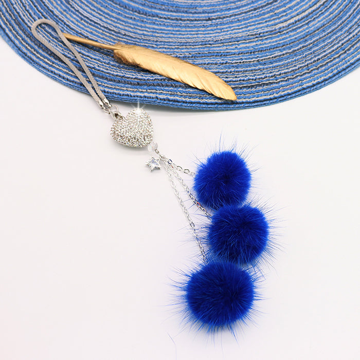 Wholesale Pink Plush Fur Ball Car Pendant Heart Design Car Interior Decoration