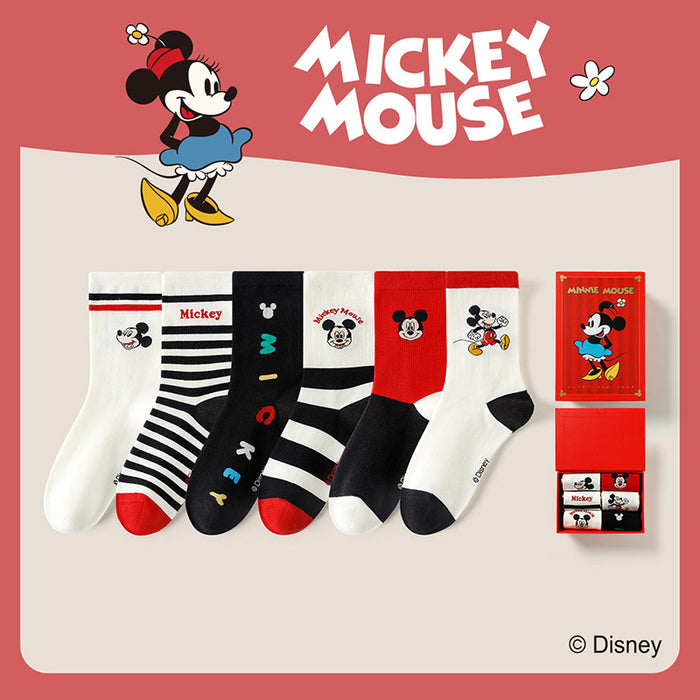 Wholesale Spring and Autumn style 6-pack college style cartoon embroidered mid tube socks