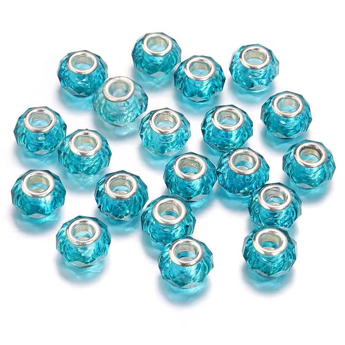 Wholesale spacer Faceted Wheel Plastic Beads Large Hole DIY Jewelry Craft Supply MOQ≥10