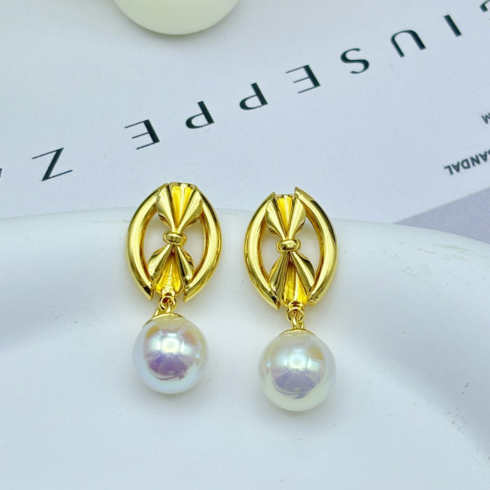 Wholesale Silver needle earrings wholesale for women's jewelry, light luxury pearl butterfly earrings
