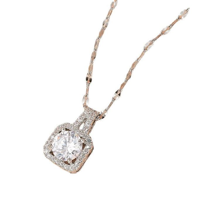 Wholesale Necklace zircon necklace titanium steel necklace women's silver fashionable temperament versatile collarbone chain jewelry