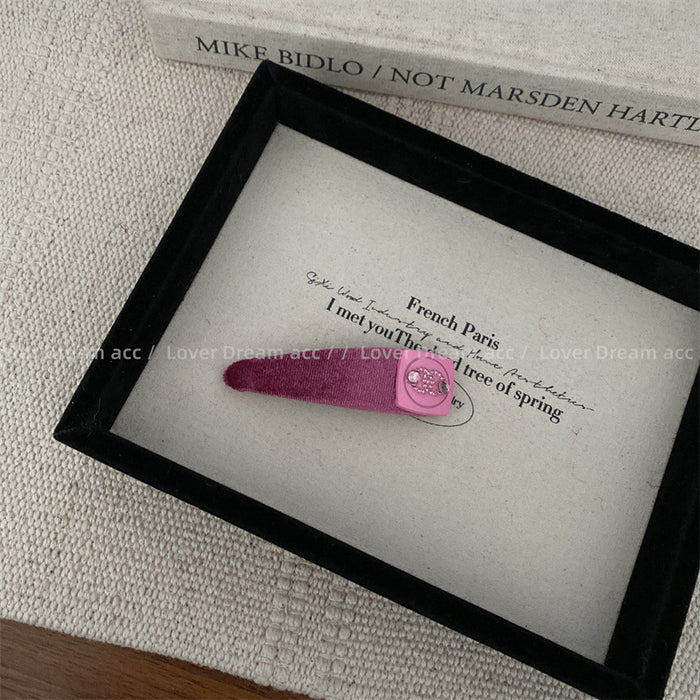 Wholesale pink rhinestone letter velvet fabric hairpin  BB clip bangs clip