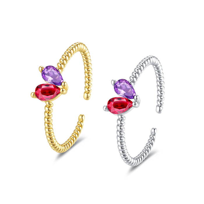 Wholesale Geometric Heart to Heart Diamond Set Ring Optional Personalized Light Luxury Ring