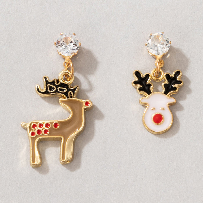 Wholesale Christmas Tree Earrings - Alloy Electroplated with Red Green Socks Reindeer Design - Fashion Accessory MOQ≥2