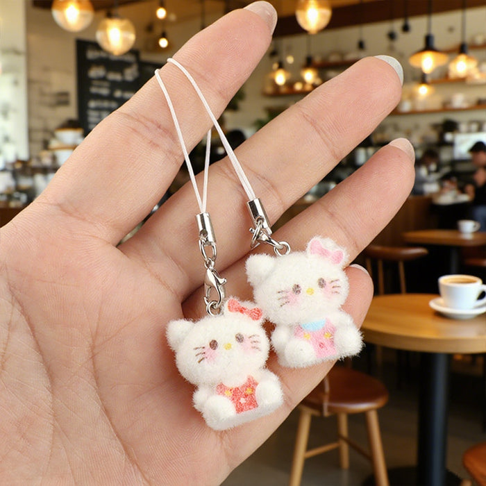 Wholesale plush cat pendant cute girly keychain for bags and phone