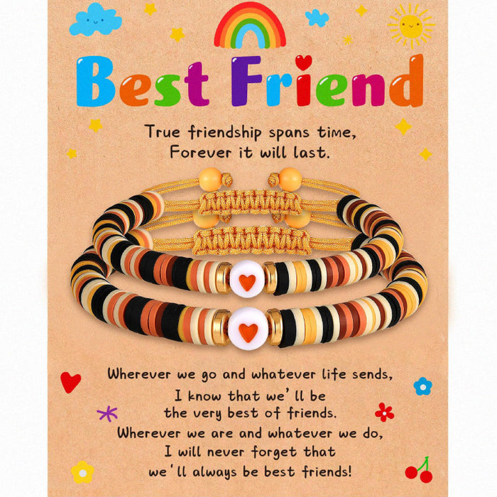 Wholesale Friend Card Woven Bracelet Friend Colored Soft Ceramic Love Bracelet Stretchable Friendship Woven Bracelet