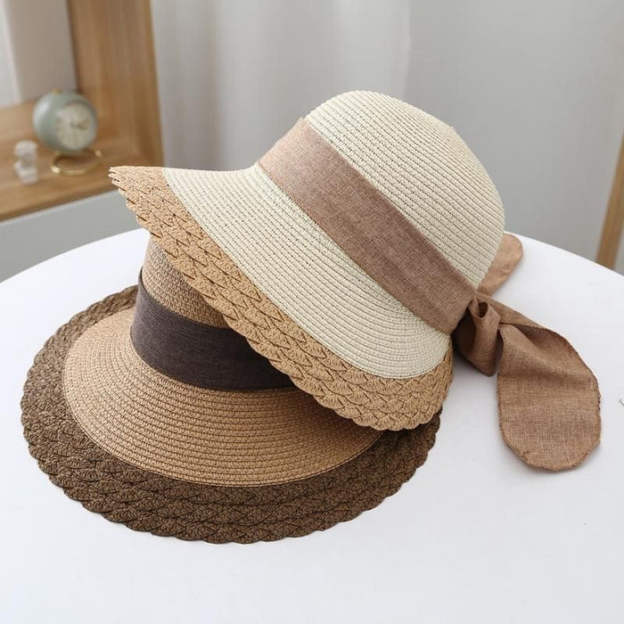 Wholesale Grass hat summer sun hat foldable large eave UV resistant fashionable