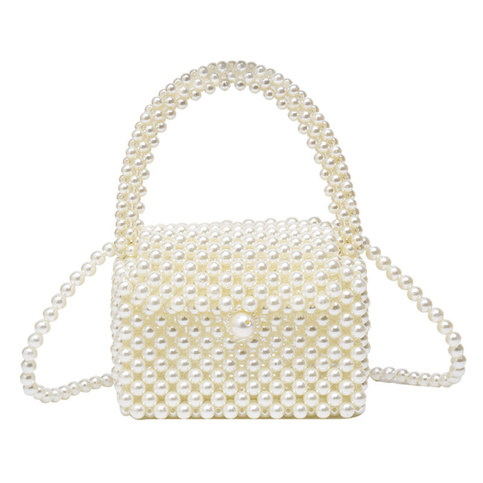 Wholesale Handmade bead bag, new handmade woven small square bag, high-end feel, hand-held crossbody bag