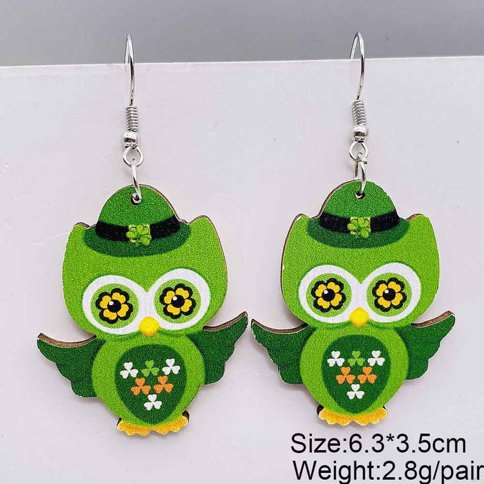 Wholesale Earrings Clover Penguin Owl Wooden Earrings Earrings JDC-ES-YaChen017