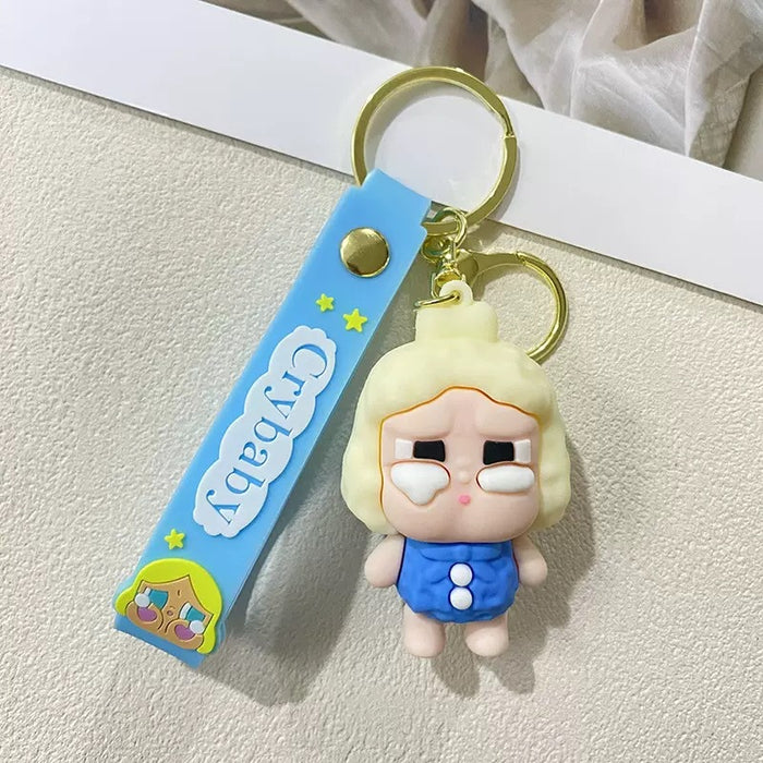 Wholesale Cartoon Flocking Crying Baby Keychain Cute Silicone Doll Doll Car Keychain Gift Bag Pendant