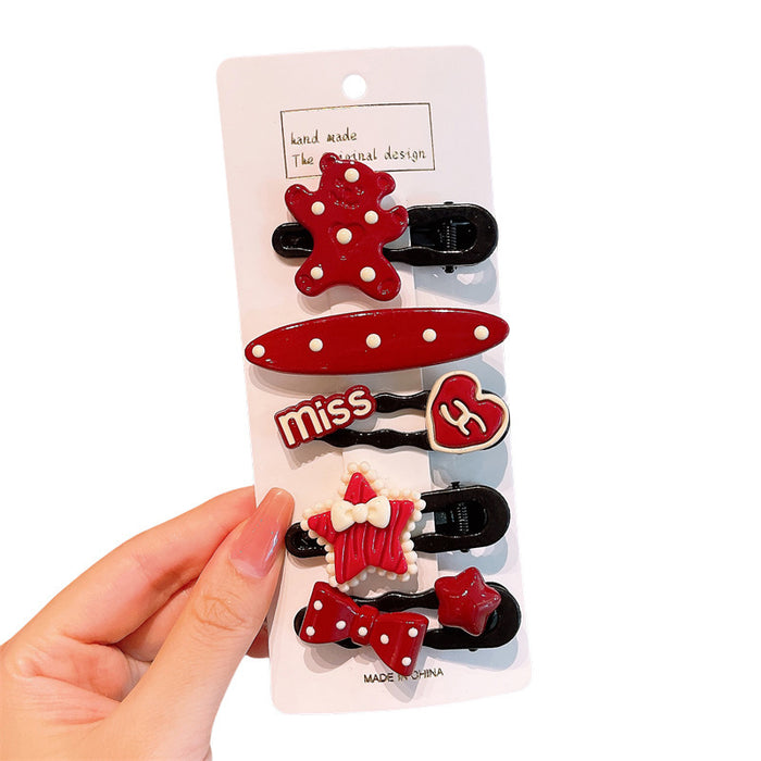 Wholesale Red dot hair clip children's bangs side clip baby forehead small hair clip
