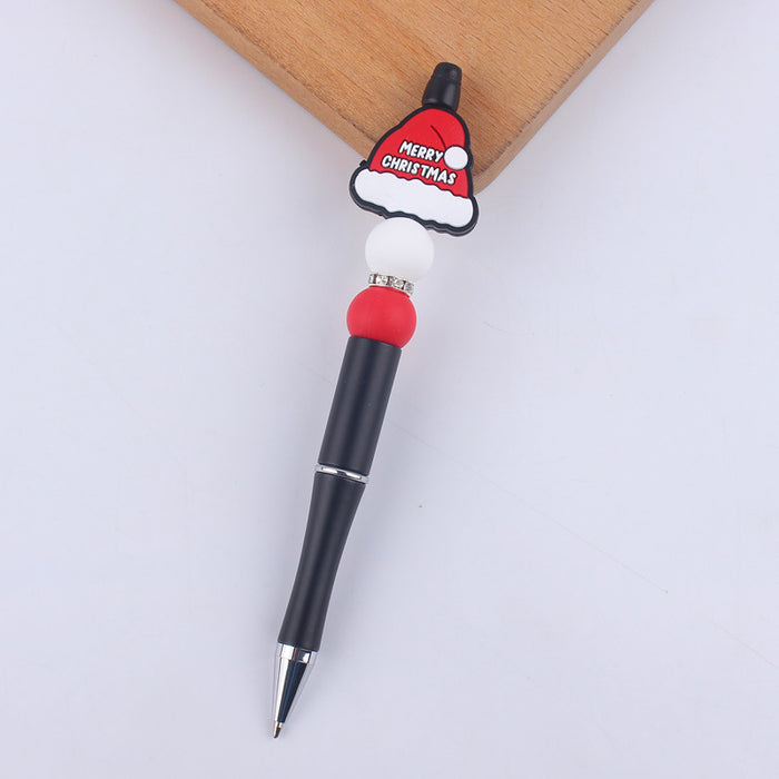 Wholesale Cartoon Christmas Santa Claus Silicone Plastic Bead Pen JDC-PN-GuangTian011