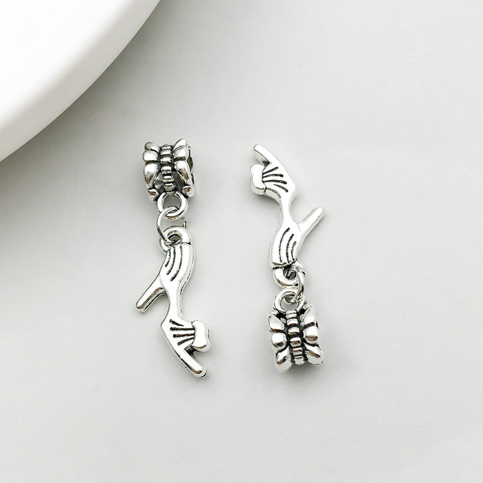 Wholesale Zinc alloy simulated maple leaf high-heeled shoe series large hole bead DIY beads pendant