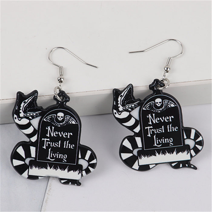 Wholesale Halloween Series Letters Skull Snake Totem Acrylic Printing Earrings JDC-ES-ChouD023